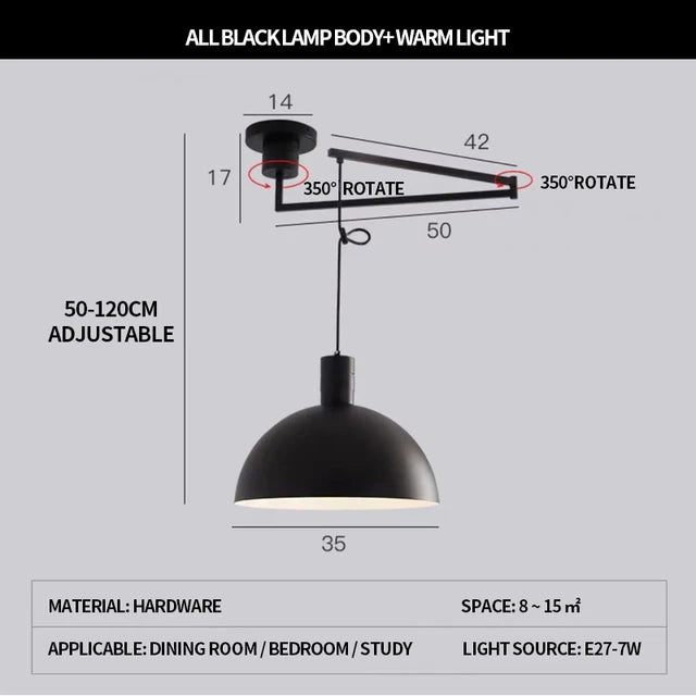 Modern foldable Nordic design telescopic chandelier for contemporary interiors - vue 12 sur 14