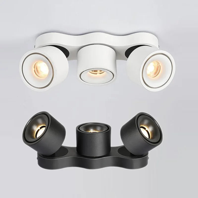 Dimmable folding rotating LED spotlights for indoor lighting