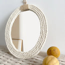 oval nautical rope mirror with macrame fringe