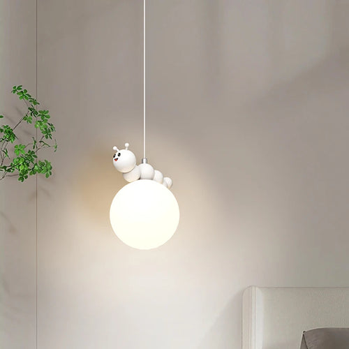 Modern children's cartoon caterpillar planet chandelier - vue 2 sur 12