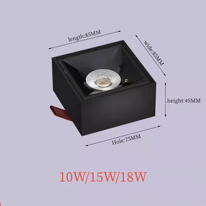 Square dimmable recessed LED spotlights for hotel office home