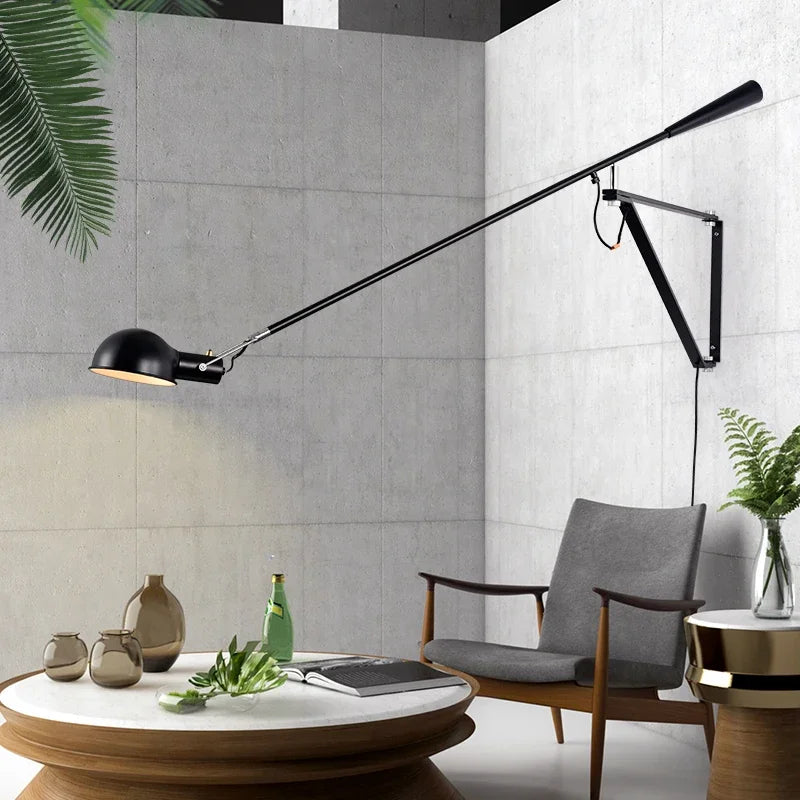 retro industrial wall light with adjustable swing arm