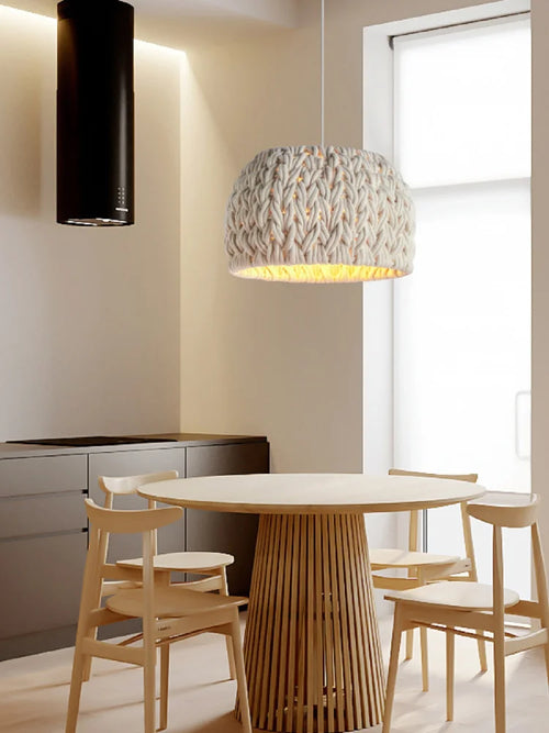 Nordic hand-woven rope chandelier for indoor lighting - vue 3 sur 7