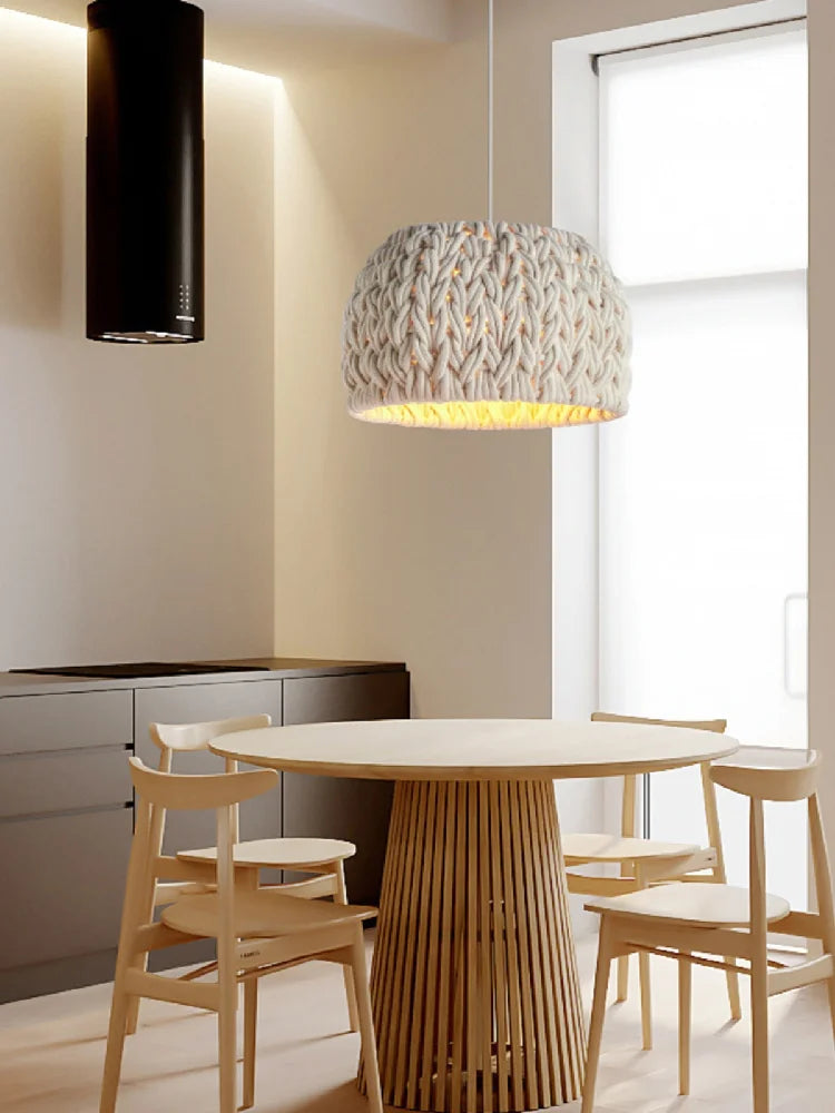 Nordic hand-woven rope chandelier for indoor lighting - vue 3 sur 7
