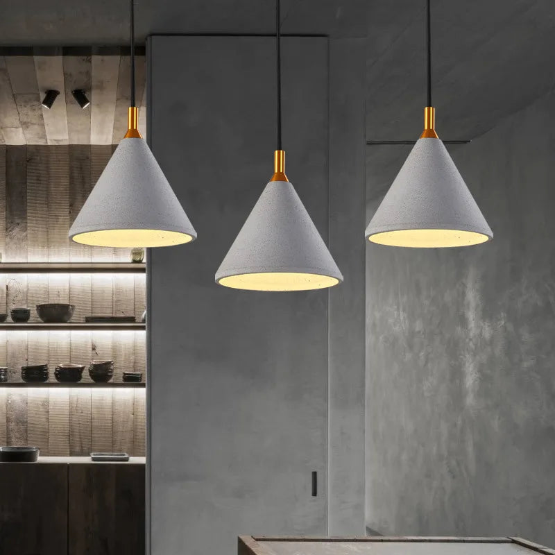 Vintage horn-shaped cement pendant light for industrial decor