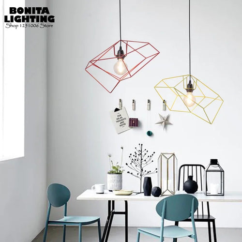 Modern geometric design Nordic iron pendant light - vue 2 sur 8