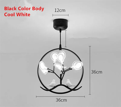 Nordic design bird cage tree branch halo chandelier - vue 11 sur 12