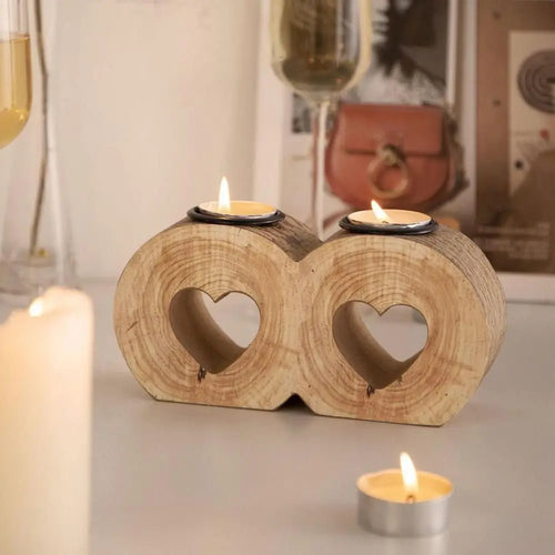 Romantic wooden heart candle holder for valentine's day - vue 3 sur 8