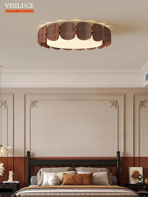 Modern wabi-sabi wood ceiling light for interior design - vue 4 sur 8