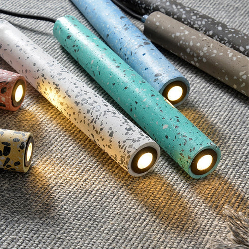 Modern concrete tube pendant light for decorative interiors - vue 6 sur 14