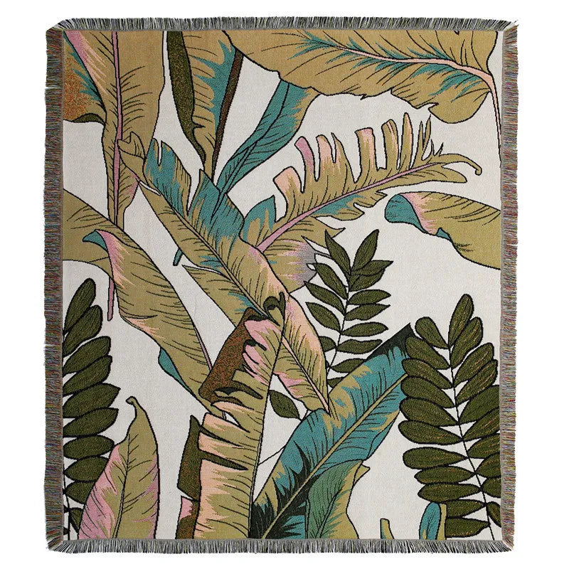 Nordic pastoral throw with landscape pattern for sofa and living room