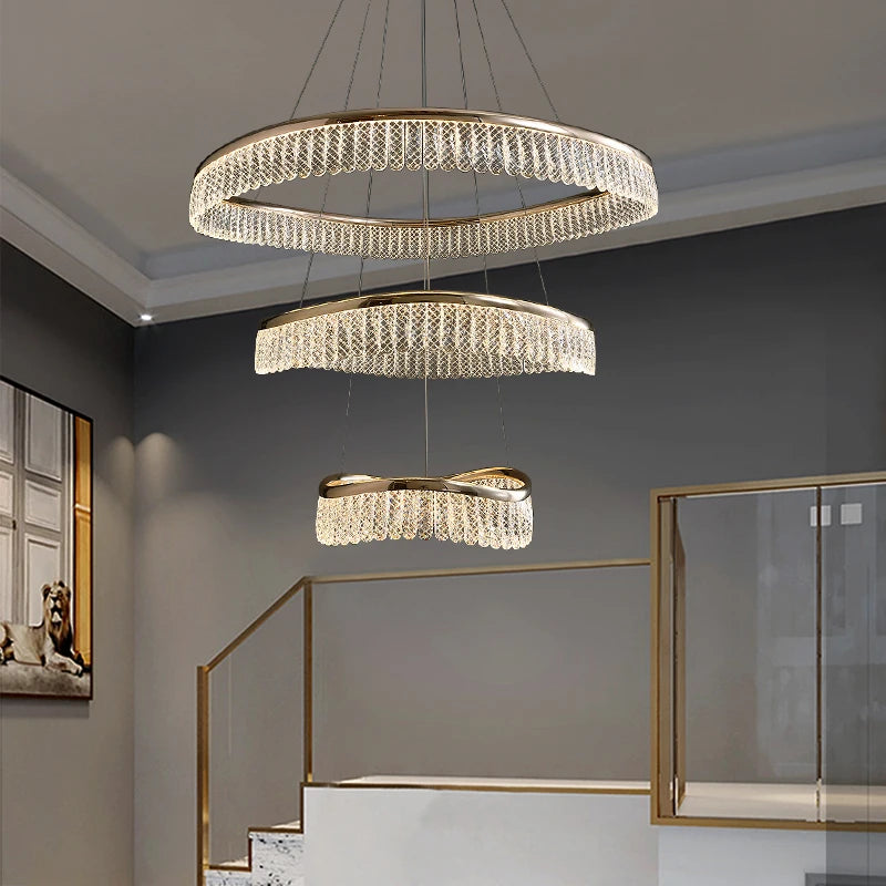 Minimalist Nordic style LED crystal chandelier
