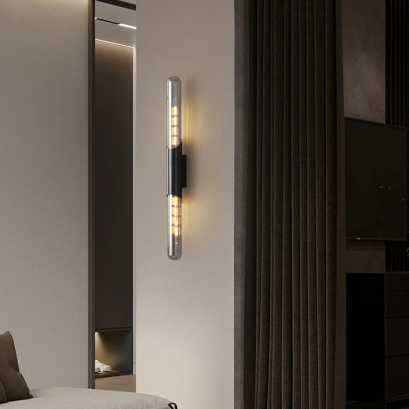 Minimalist brass and copper wall lamp with bulb included