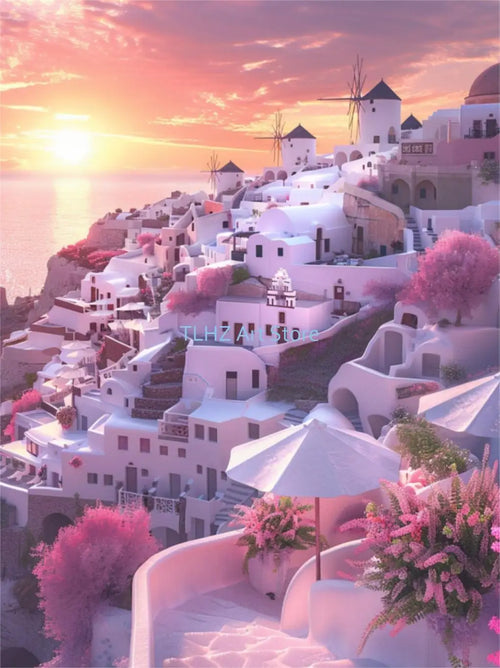 Modern Greek travel landscape posters santorini