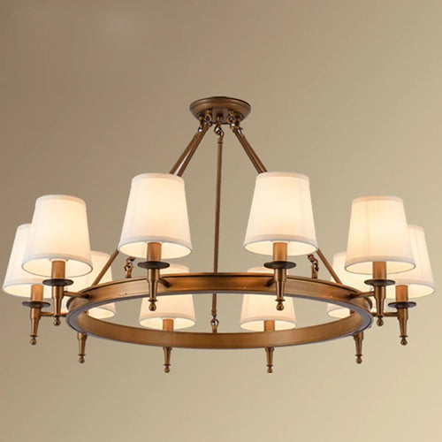 Retro iron pendant light with fabric lampshade - vue 13 sur 14