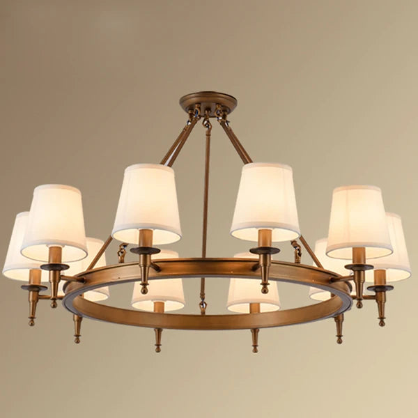 Retro iron pendant light with fabric lampshade - vue 12 sur 14