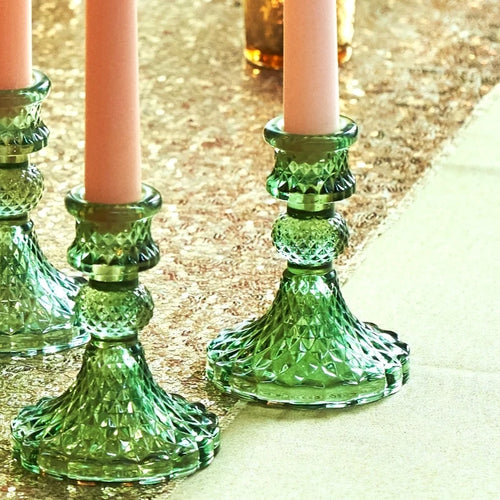Crystal glass candle holders for festive table decorations