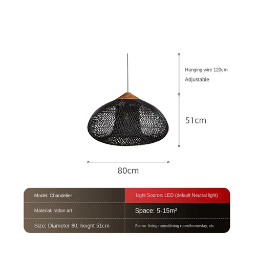 Woven rattan pendant light for tranquil Japanese-style restaurant - vue 13 sur 13