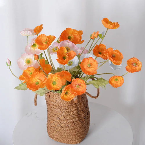 Artificial silk poppy flowers for decoration and events - vue 6 sur 21