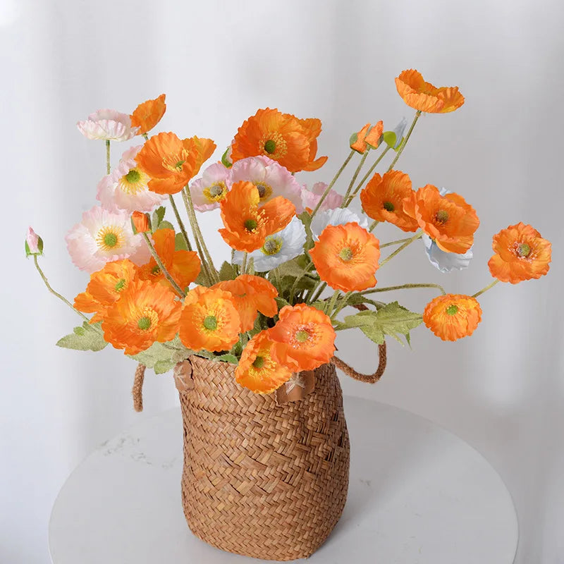 Artificial silk poppy flowers for decoration and events - vue 5 sur 21