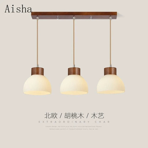 Japanese three-head pendant light for restaurant and bar - vue 5 sur 10