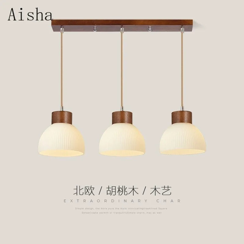 Japanese three-head pendant light for restaurant and bar - vue 4 sur 10