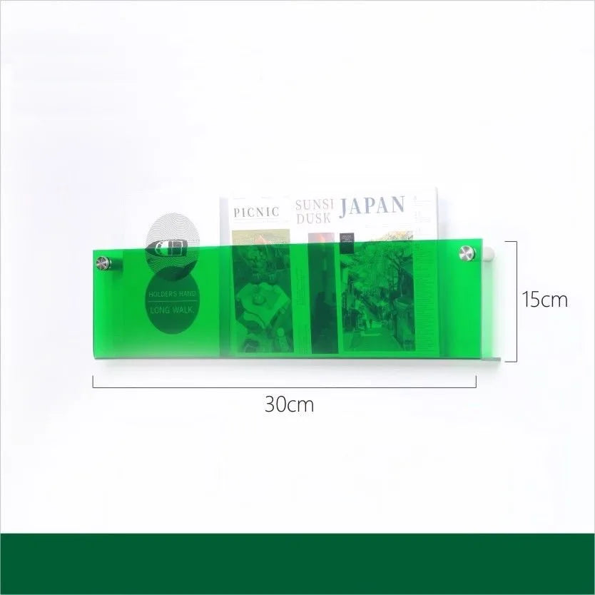 acrylic floating wall shelf magazine rack and literature organizer - vue 48 sur 52
