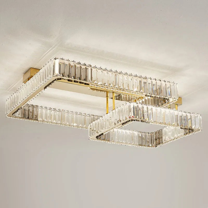 Modern dimmable LED crystal ceiling light for living room and bedroom