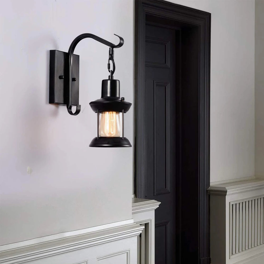 Vintage metal and glass wall light in retro industrial style - vue 3 sur 8