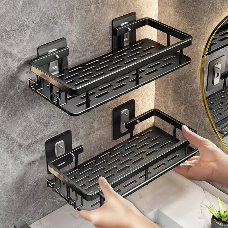 wall-mounted corner shelf without drilling for shower and towels