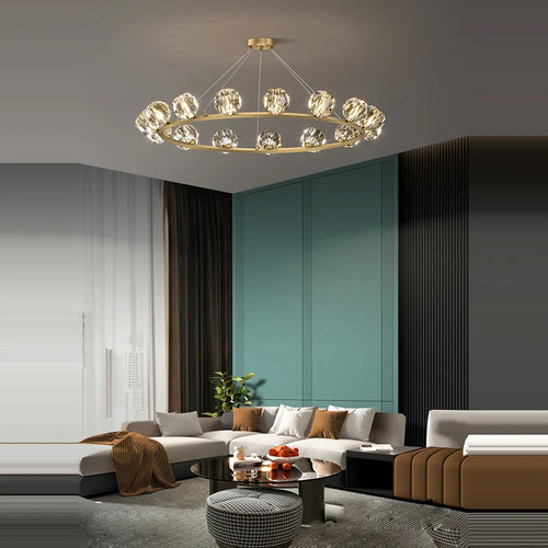 Art deco gold and black crystal designer ceiling light - vue 7 sur 24