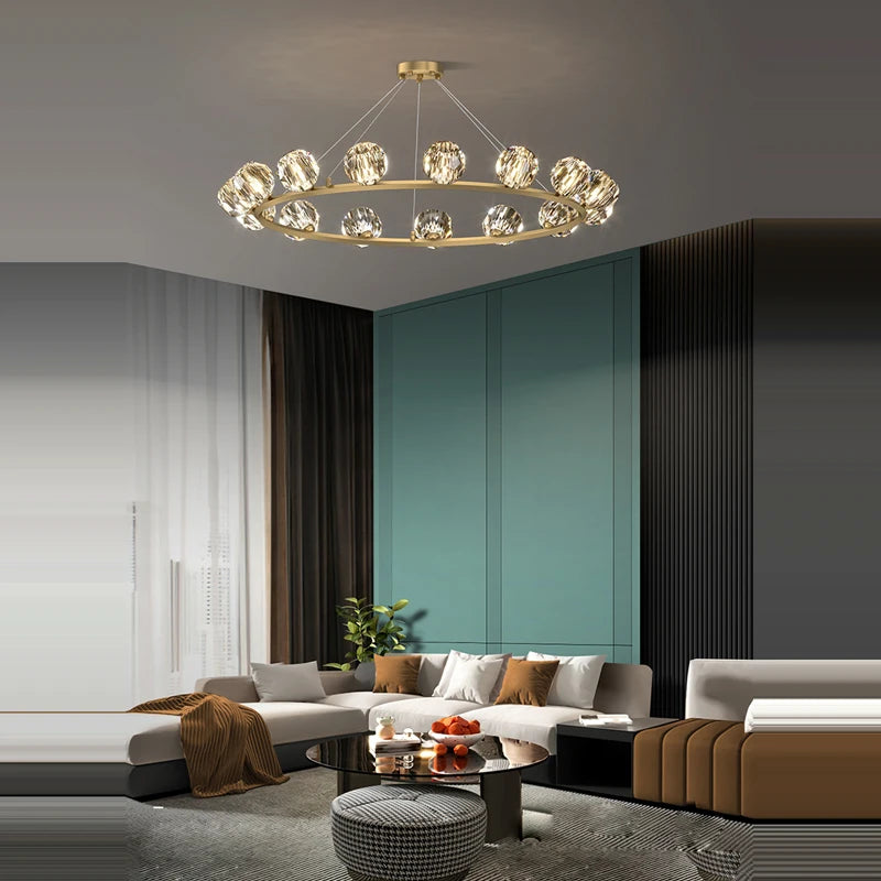 Art deco gold and black crystal designer ceiling light - vue 6 sur 24