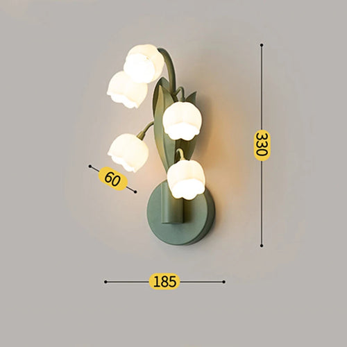 Nordic rural style LED wall light with lily of the valley flowers