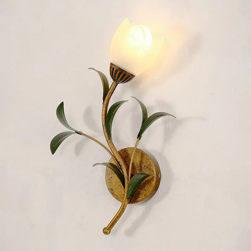 Retro LED wall light with floral decoration for elegant interiors