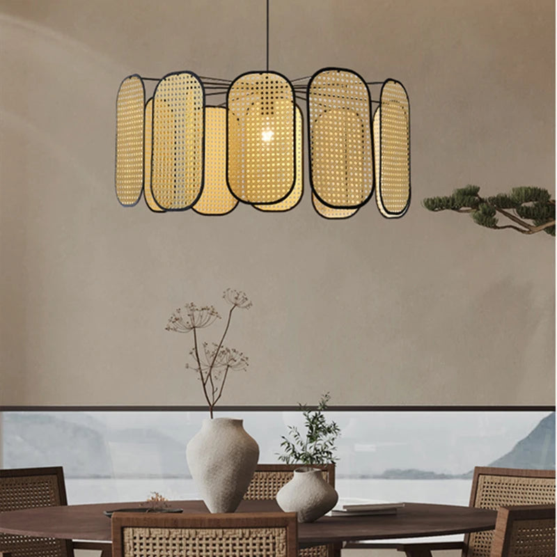 Chinese style decorative rattan ceiling light for restaurant – new model - vue 3 sur 9
