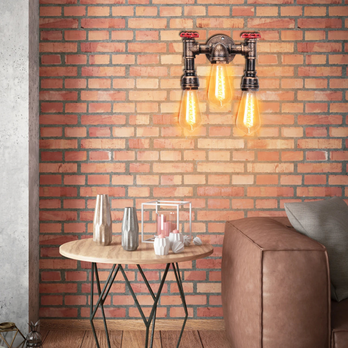 Vintage steampunk iron wall light with water pipe - vue 4 sur 10