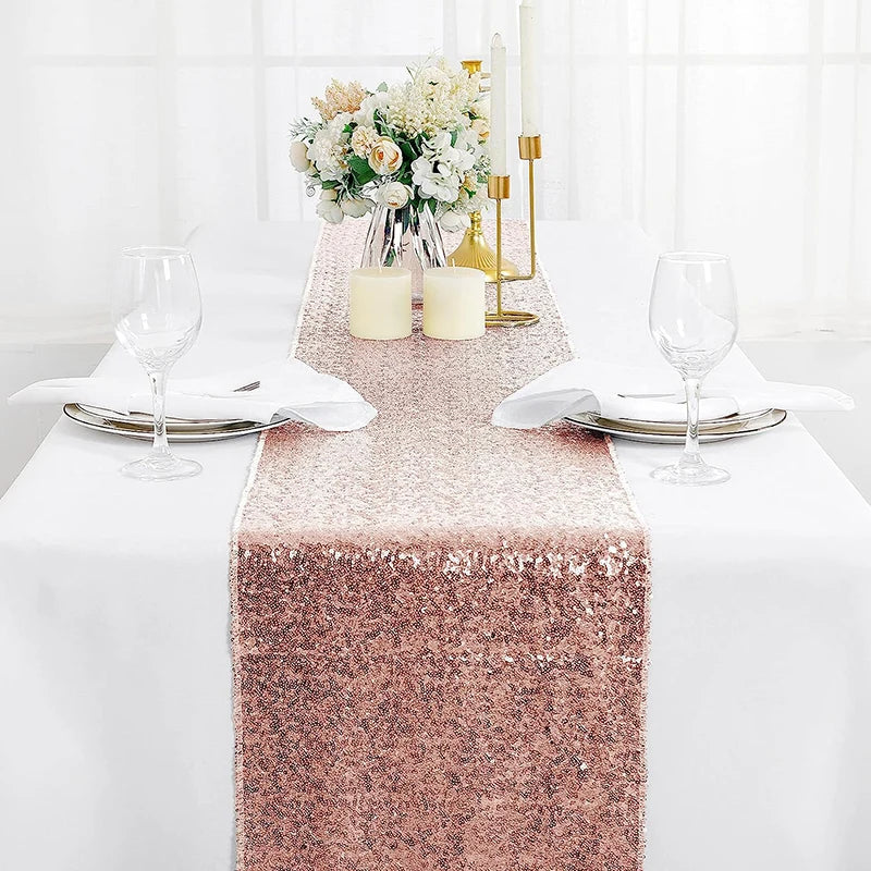 Decorative orange sequin table runner for parties and weddings