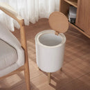 high foot wooden trash can with creative lid for waste