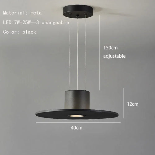Minimalist adjustable height UFO LED pendant lamp - vue 9 sur 8