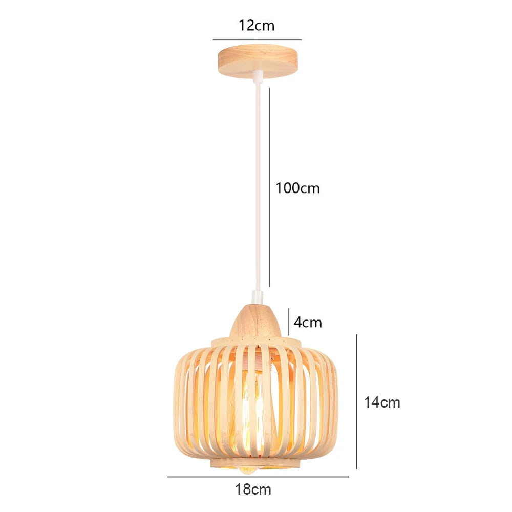 Handwoven bamboo chandelier with integrated LED - vue 11 sur 16