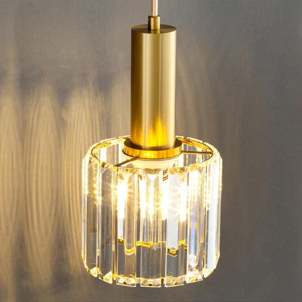 Modern crystal pendant light for adjustable indoor lighting