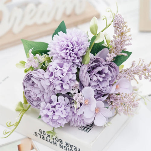 Silk peony bridal bouquets floral decorations for weddings - vue 13 sur 12