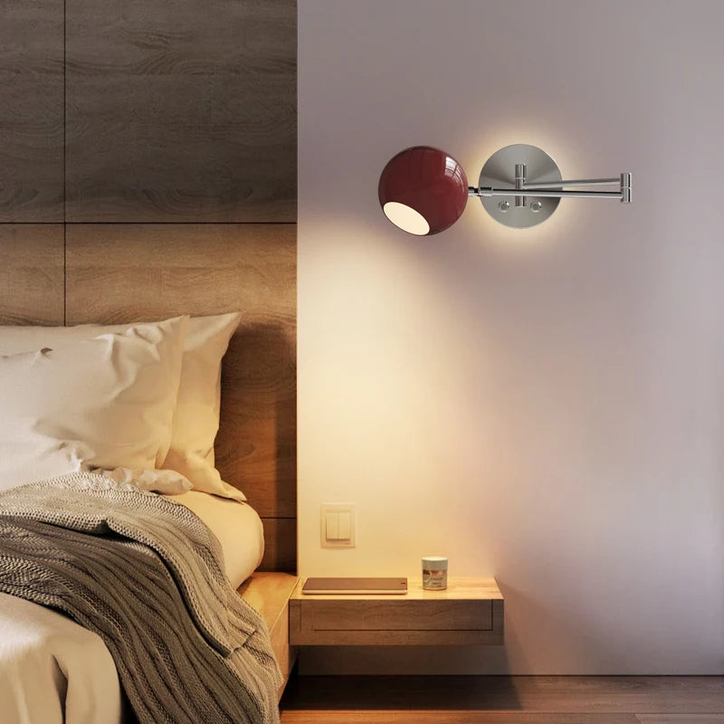 Cream style reading wall lamp with Bauhaus swing arm and touch switch