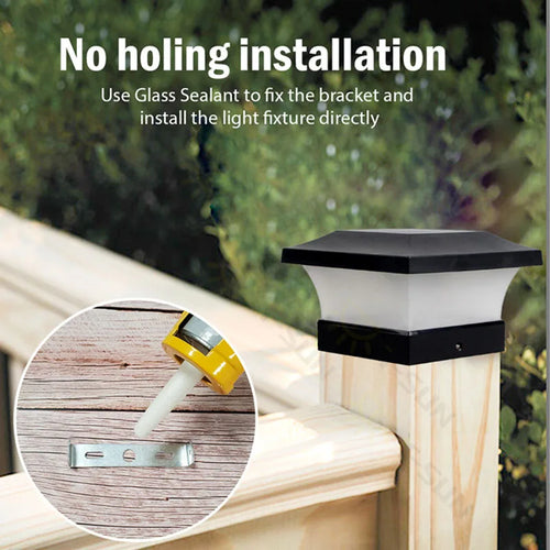 1-4 pieces outdoor solar LED post and deck cap light waterproof IP65 garden gate solar lamp decoration - vue 3 sur 9