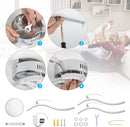 Curved metal LED ceiling light with three acrylic bulbs for indoor lighting