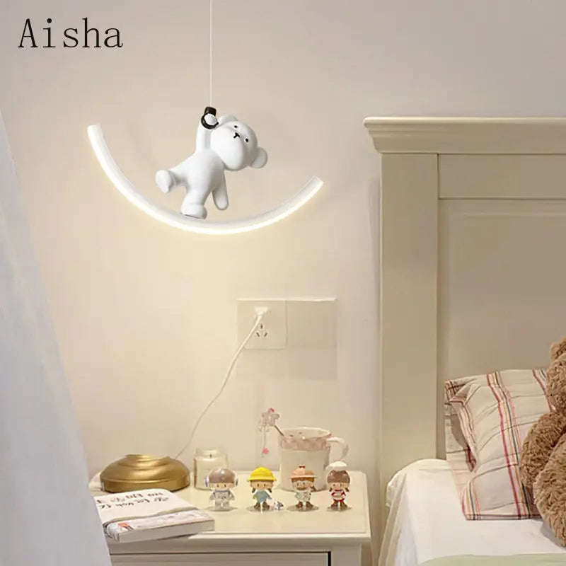 Dolphin and bear children's pendant light for bedroom