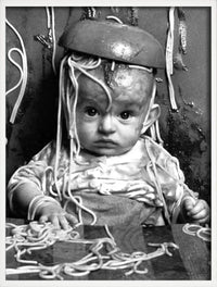 Poster women drinking wine eating spaghetti wall decoration