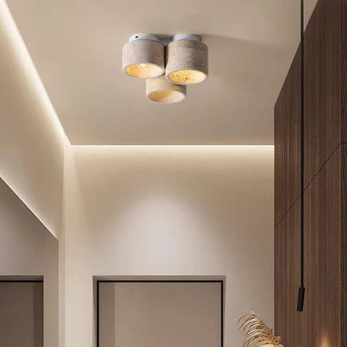 Natural marble ceiling light with stone pendant - vue 4 sur 7