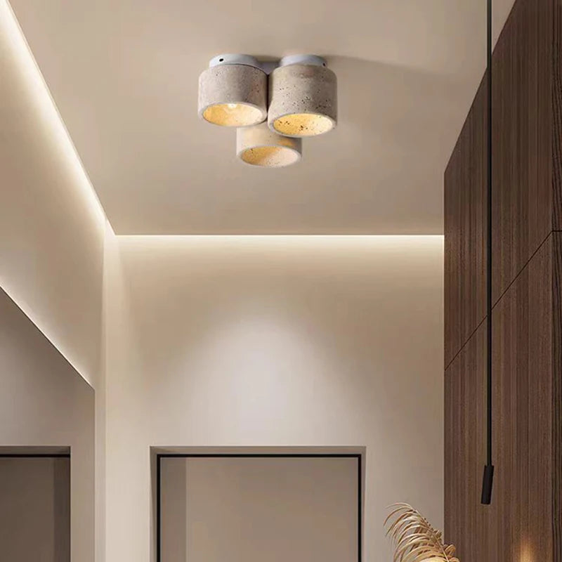 Natural marble ceiling light with stone pendant - vue 3 sur 7
