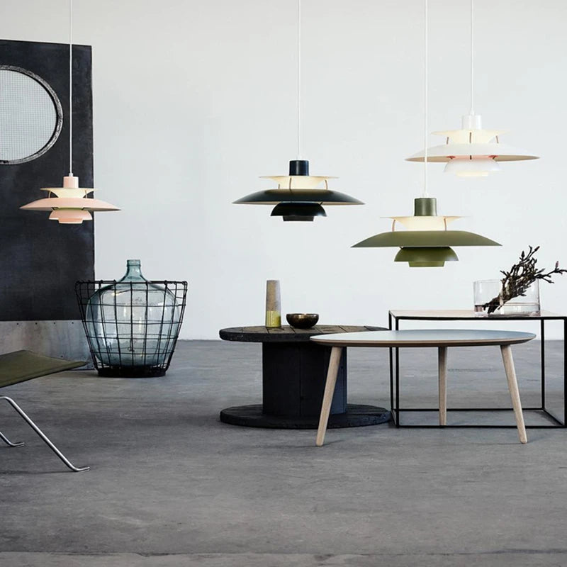 Modern colourful LED umbrella pendant light nordic chandelier for dining room, bar and restaurant - vue 5 sur 21